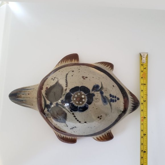 Vintage Tonala Ceramic Pottery Turtle Mexican Folk Art Floral Hand Painted - Picture 12 of 12